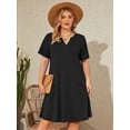 thumbnail image 2 of SHOWMALL Women's Plus Casual Dresses V Neck Short Beach Summer Sundress with Pockets Black 1X, 2 of 10