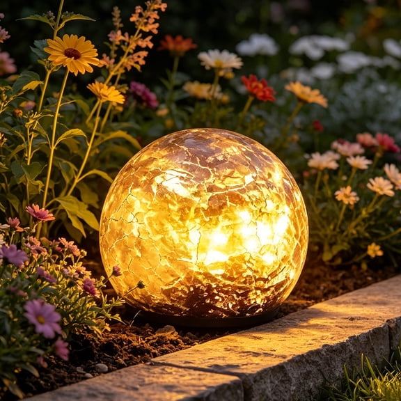 Solar Globe Lights Outdoor,Waterproof-Solar Balls Garden-Cracked Glass Ball Solar Lights Outdoor-Solar Orbs Outside-Outdoor Decorations Patio & Yard Lawn Backyard Decor