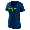 thumbnail image 2 of Women's Navy Nashville SC Victory Arch Logo V-Neck T-Shirt, 2 of 3