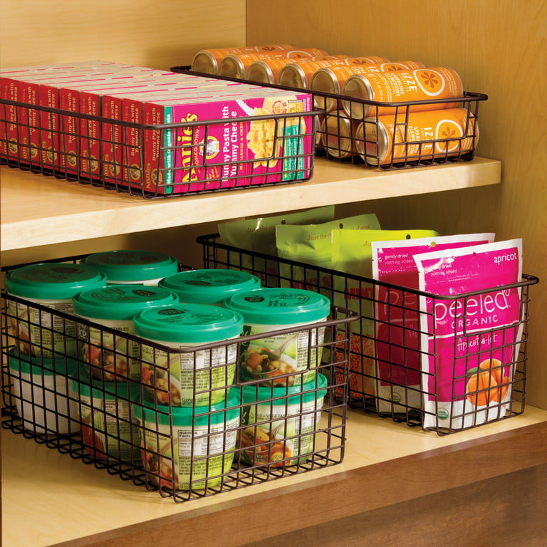 Bronze Long Metal Wire Kitchen Pantry Food Storage Basket by mDesign