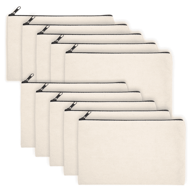 Paquete de 10 bolsas de manualidades en blanco para manualidades, estuche de lona para lápices, bolsas de maquillaje en blanco, bolsa de cosméticos de lona a granel, multicolor Namotu CPB-DE-LYY2455-2