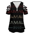 thumbnail image 4 of Kamala Harris 2020 Vintage Style Womens Summer V Neck Zipper Top Short Sleeve T Shirt Off Shoulder Top Casual Classy Loose Shirts, 4 of 7