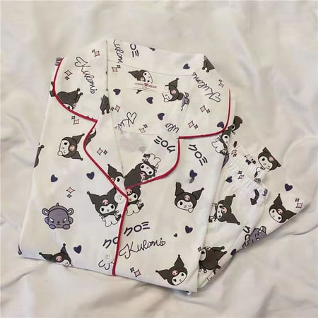 

Kawaii Authentic Sanrio Hello Kitty Spring and Autumn Pajamas Set Cartoon Cute Girl Student Gift Long Sleeves Warm Home Clothes