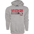 thumbnail image 2 of Men's Blue 84  Heather Gray Wisconsin Badgers Men's Hockey 75th Season & Six-Time National Champions Pullover Hoodie, 2 of 3