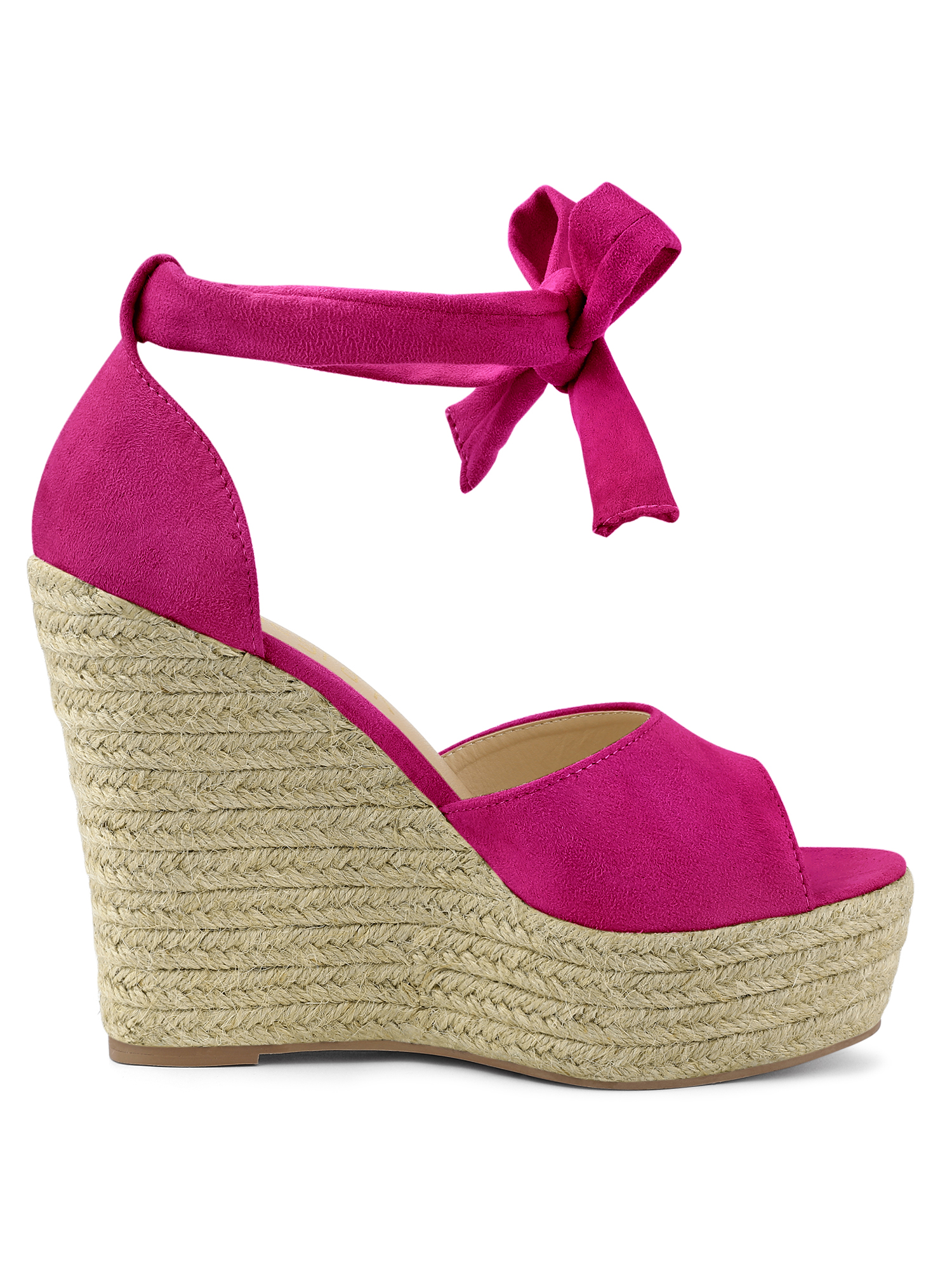 DARING DIVA Women's Espadrilles Tie Up Ankle Strap Wedges Sandals Hot Pink 10