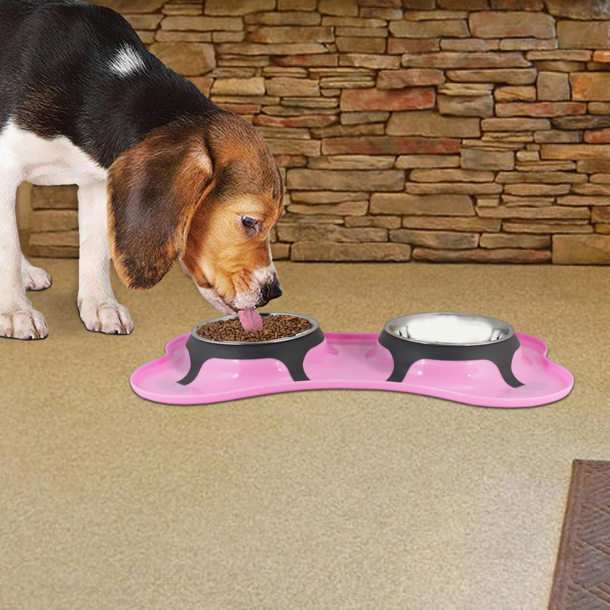 Pefilos 13.5 oz Pet Dog Bowls with 2 Stainless Steel Dog Bowl, Pet Food Feeder Bowls for Feeding Small Medium Dogs Cats Puppies, Pink Pefilos 13.5 oz Pet Dog Bowls with 2 Stainless Steel Dog Bowl, Pet Food Feeder Bowls for Feeding Small Medium Dogs Cats Puppies, Pink