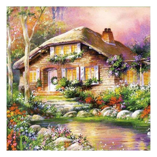 (A-40*40cm) hilo algodón ecológico 11CT impresión 3 hebras 40*40CM kit serie paisaje punto cruz casa SZX59
