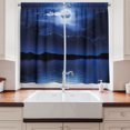 thumbnail image 2 of Ambesonne Night Kitchen Curtains, Fantasy Moon Calm Water, 55"x39", Navy Blue White Black, 2 of 3