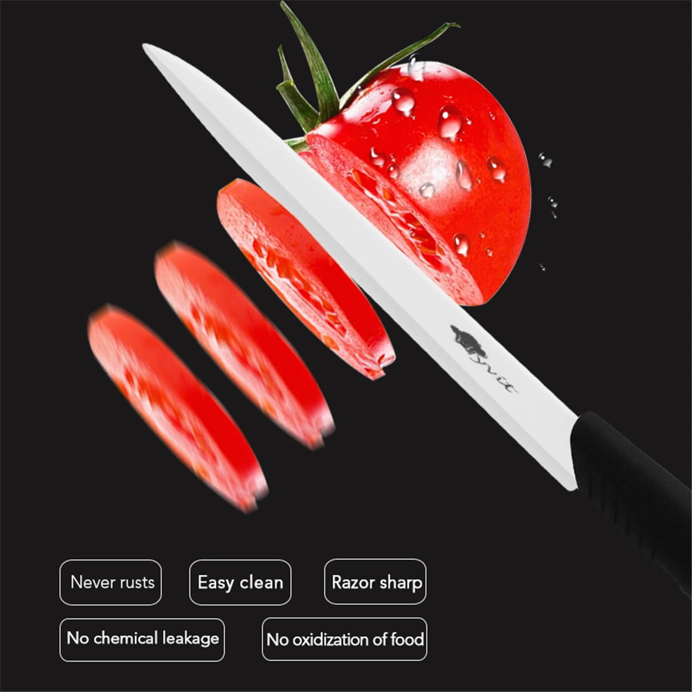 Akatsuki Ceramic Knife 6-inch Kitchen Knife Rust Proof Chef Knife with  Blade Cover and Soft-Grip Handle Vegetable Fruit Meat Slicing Cutter