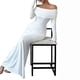thumbnail image 3 of Women's Long Sleeve Off The Shoulder Bodycon Dress Elegant Maxi Dress Cocktail Prom Dresses White XXL, 3 of 4