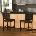 thumbnail image 2 of Topbuy Faux Leather Woven Bar Stools Set of 2 24 Inch Counter Height Bar Chairs with High Backrest Footrest, 2 of 8