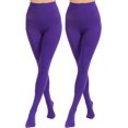 thumbnail image 1 of 2 Pairs Women's Solid Color Tights 80D, Soft Opaque Microfiber Tights, 1 of 3