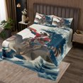 thumbnail image 2 of Erosebridal Raccoon Riding Dinosaur Coverlet Set King,Japanese style Bedding Set,Ocean Bedroom Decor,Ultra Soft,3 Pieces, 2 of 5