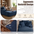 thumbnail image 3 of Kosynda Oversized Chaise Lounge Chair Indoor, 50"W Corduroy Upholstered Boneless Sofa Bed with 3 Pillows and Armrests for Living Room, Bedroom, Blue, 3 of 8
