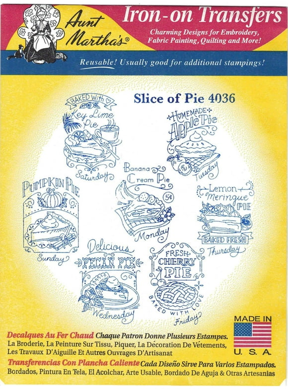 Slice of Pie Aunt Martha's Hot Iron Embroidery Transfer