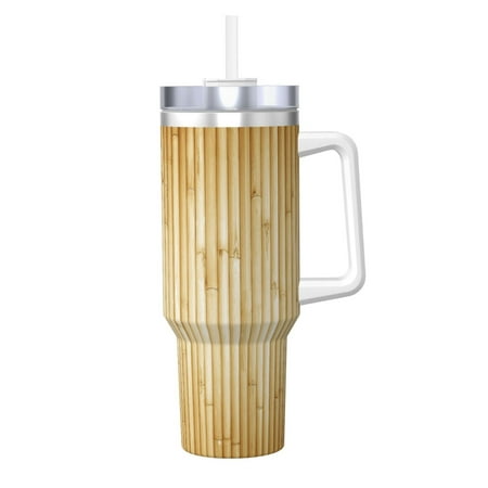 

Salouo Bamboo Wall for 40oz Water Bottle with Handle & Flip Straw - Stainless Steel Vacuum Insulated Tumbler-Reusable Travel Coffee Mug- Gifts for Women & Men