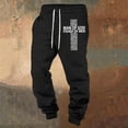 thumbnail image 2 of Men's 3D Cross Print Casual Pants Wide Leg Sweatpants Black XXL, 2 of 3