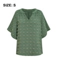 thumbnail image 2 of Blouses pour Femmes Manches Courtes Col en V Pompon Chemises en Chiffon Décontractées,S,, 2 of 8