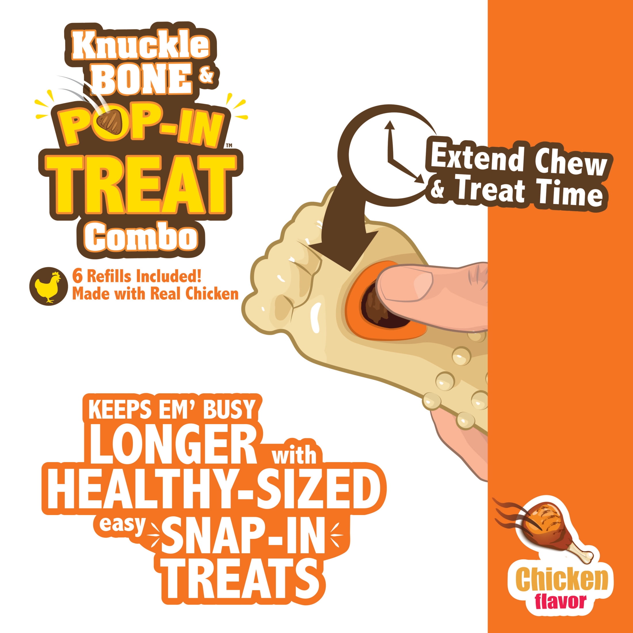 Nylabone Pop-In Treat Toy Dog Treat Refills, Natural Dog Biscuits, Chicken Flavor, 90 Count