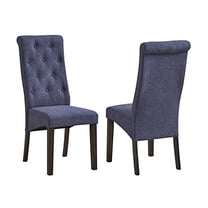 Kings Brand Furniture - Lemont Tufted Upholstered Parsons Dining Chair, Set of 2, Blue