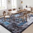 thumbnail image 5 of Memoryfield 10' x 13' Washable Area Rug, Modern Floral Non Slip Rugs, Soft Foldable Accent Rugs Carpet for Indoor Living Room Bedroom, Blue & Gray, 5 of 7