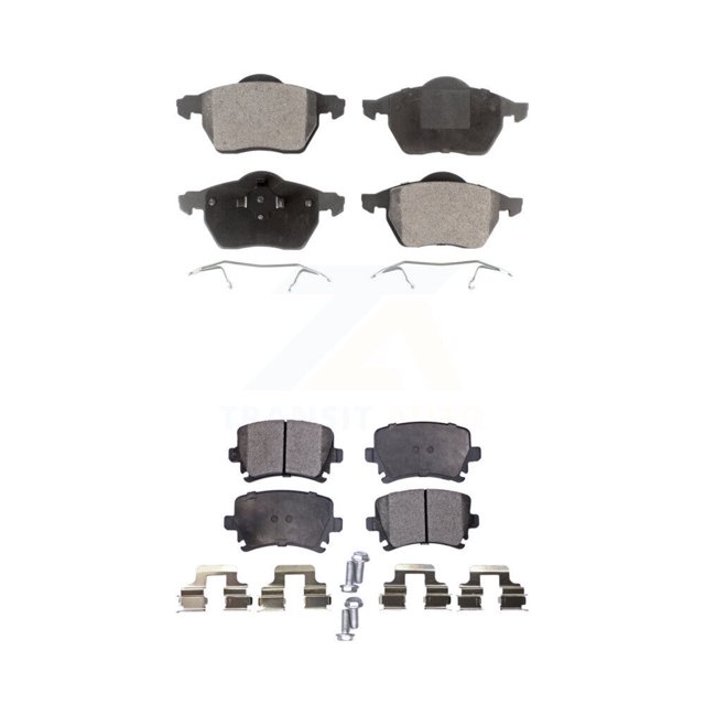 TEC Front Rear Ceramic Brake Pads Kit for Car Audi A4 Quattro with 288mm Diameter Rotor or 312mm 3.2L/2.0L KTC-100419