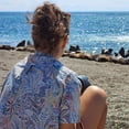 thumbnail image 3 of YIUME Women's Hawaiian Shirt Tropical Palm Tree Print Cotton Button-down Short Sleeve, 3 of 9
