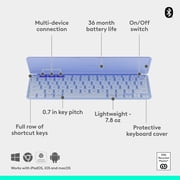 Logitech Keys-to-GO 2 Portable Bluetooth Tablet Keyboard with Built-in Cover, Slim & Compact Wireless Keyboard for Windows, Android, Linux, iPad, iPhone, Mac, Apple TV - Lilac