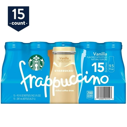 Starbucks Frappuccino Vanilla Chilled Coffee Drink, 9.5 fl oz Bottles, 15 Pack