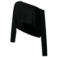 thumbnail image 5 of Lixiuxyad Women's One Shoulder Loose Fitting Long Sleeved T Shirt As A Base Layer Tshirts Trendy,Black L, 5 of 6