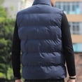 thumbnail image 4 of Chaleco de algodón para hombre, chaleco acolchado con cuello levantado, abrigo con protección para el cuello, bolsillos con cremallera a prueba de viento, calidez para Otoño Invierno, 4 of 5