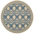 thumbnail image 3 of SAFAVIEH Courtyard Colton Geometric Indoor/Outdoor Area Rug, Natural/Blue, 6'7" x 6'7" Round, 3 of 7