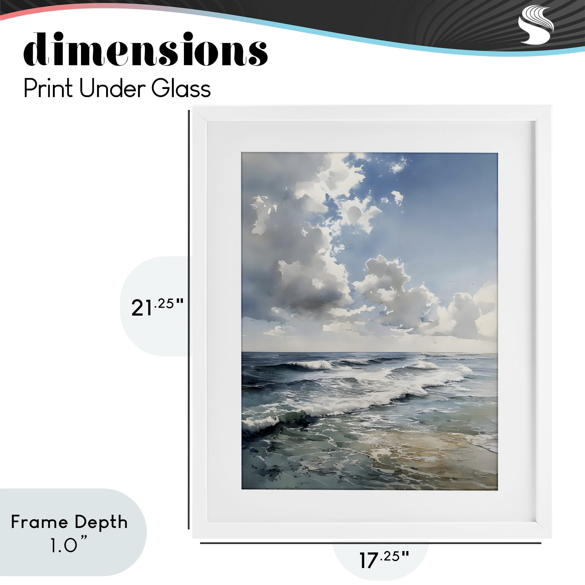 Stupell Industries Soft Waves & Clouds White Framed Print Under Glass, design by Franklyn Gregory