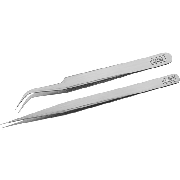 2Pcs Straight and Curved Stainless Steel Precision Tweezers for Nail Art Nail Stone Jewelry Angled Feeding Laboratory Work Craft Work