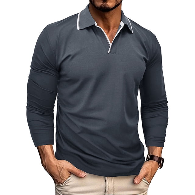 xiaxaixu Chemise pour Hommes, Chemise à Manches Longues Col Rabattu Contraste Couleur Hauts d'Automne pour Usage Quotidien Décontracté