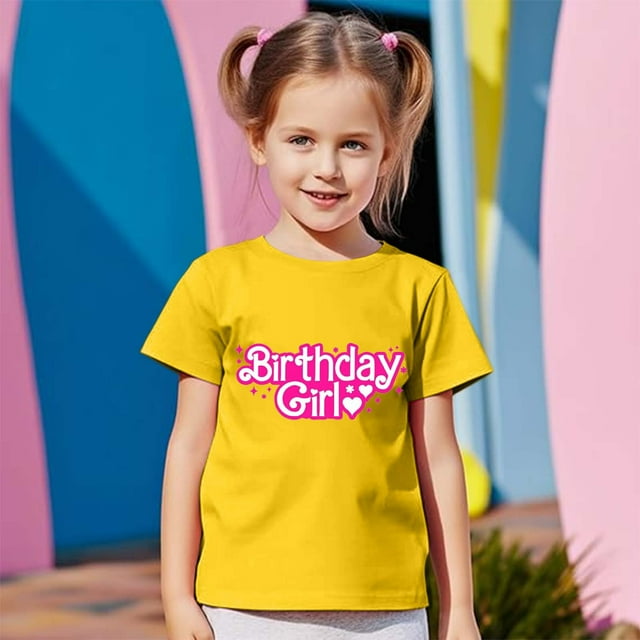 Girls Tops Tees & Shirts - Adorable Girl's Birthday Short Sleeve T-Shirt for and Celebration