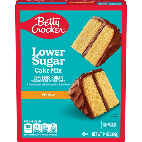 Pack Of 2 Betty Crocker Lower Sugar Yellow Cake Mix, 14 oz (Package May Vary)