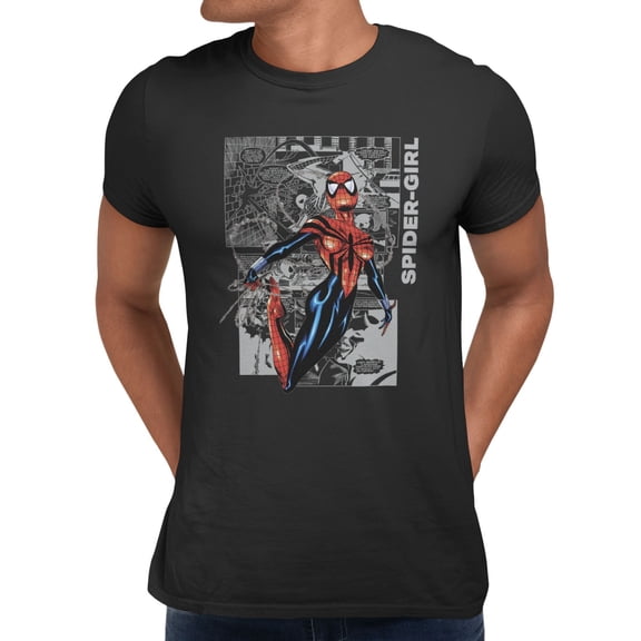 Marvel Spider-Man Men's Masked Heroine Panels T-Shirt (Black, S-XXXL)