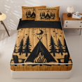 thumbnail image 2 of Homewish Camping Life Tent Zipper Twin Comforter Sets with Fitted Sheet and 2 Pillowcases, Wood Grain Moon Star Zipper Bedding Set for Men and Women, Black Reversible, 4 Pieces, 2 of 6