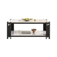 thumbnail image 3 of M optimized Coffee Table, Faux Marble Coffee Table with Storage Shelf, Metal Frame, Anti-slip Foot Pads, 2-Tier Rectangle Accent Tea Table, 3 of 9