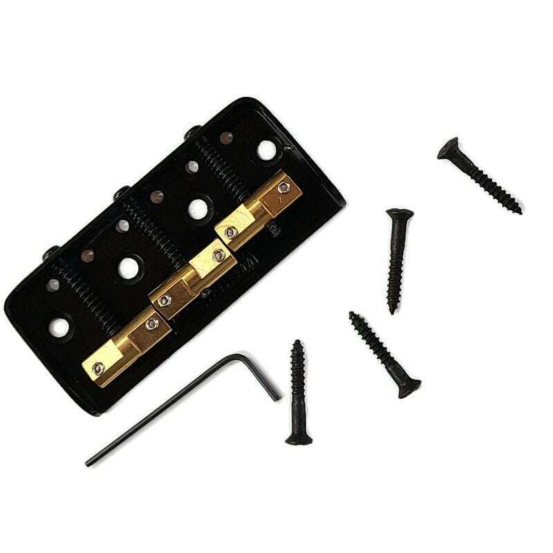 Wilkinson Fixed Guitar Bridge with Brass 3-Saddles Golden WTBS Short Bridges Set Compensated with Wrench for Tele TL 6 Strings Electric or Vintage Guitar
