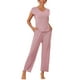 thumbnail image 1 of Conjunto de pijama de modal casual de manga corta para mujer 2 piezas, ropa de estar en casa, pantalones largos, sudadera S rosa, 1 of 6