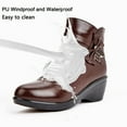 thumbnail image 4 of Pmoiste Ankle Boots for Women Wedge Heel with Bow Decor Wide Calf Cozy Winter Warm Plush Faux Leather Ladies Booties, 4 of 7
