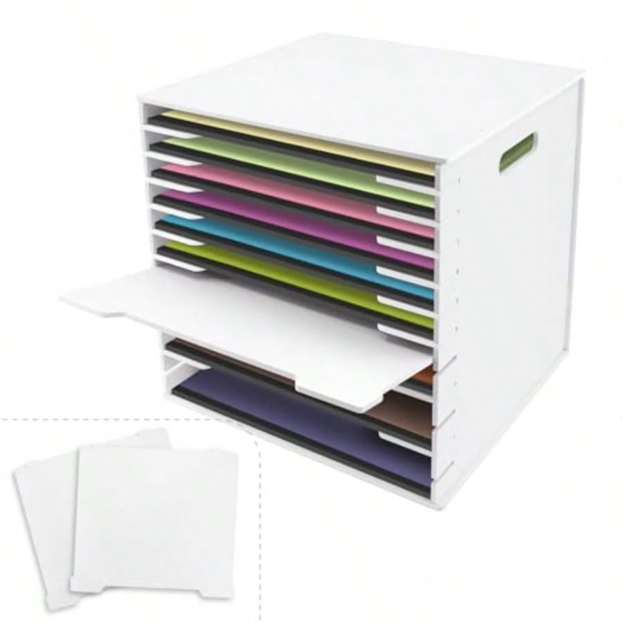 12x12 Paper Storage Organizer - 13 Tier Desk File Organizer With Adjustable Shees Letter Mail Tray 12x12 Stackable Scrapbook Paper Storage Cube For Home Office Classroom