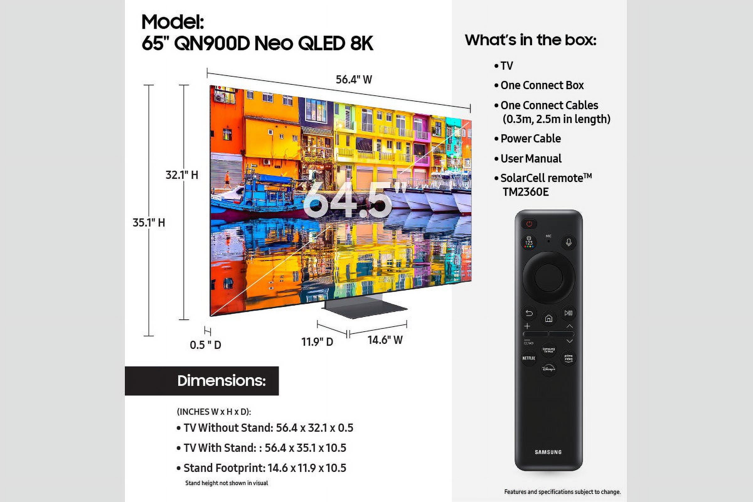 SAMSUNG 65” Class QN900D Neo QLED 8K Smart TV QN65QN900DFXZA 2024
