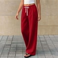 thumbnail image 3 of Lmnyox Kid's Sweatpants Wide Leg Solid Color Elastic Waist Drawstring Pants Open Bottom Trousers with Pockets, 3 of 8