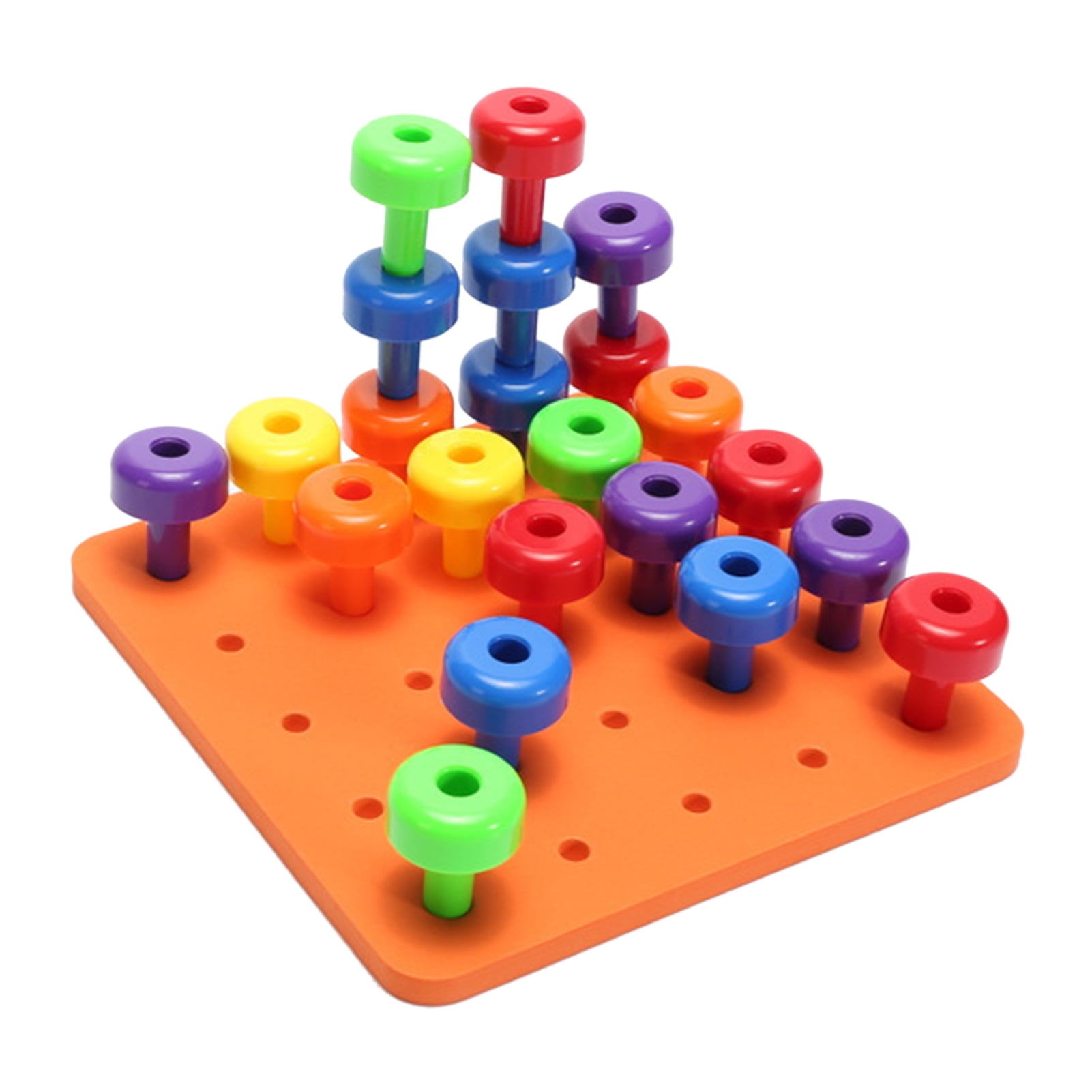 Temacd Kids Early Learning Nail Building Block Stacking Peg Board Set  Toddlers