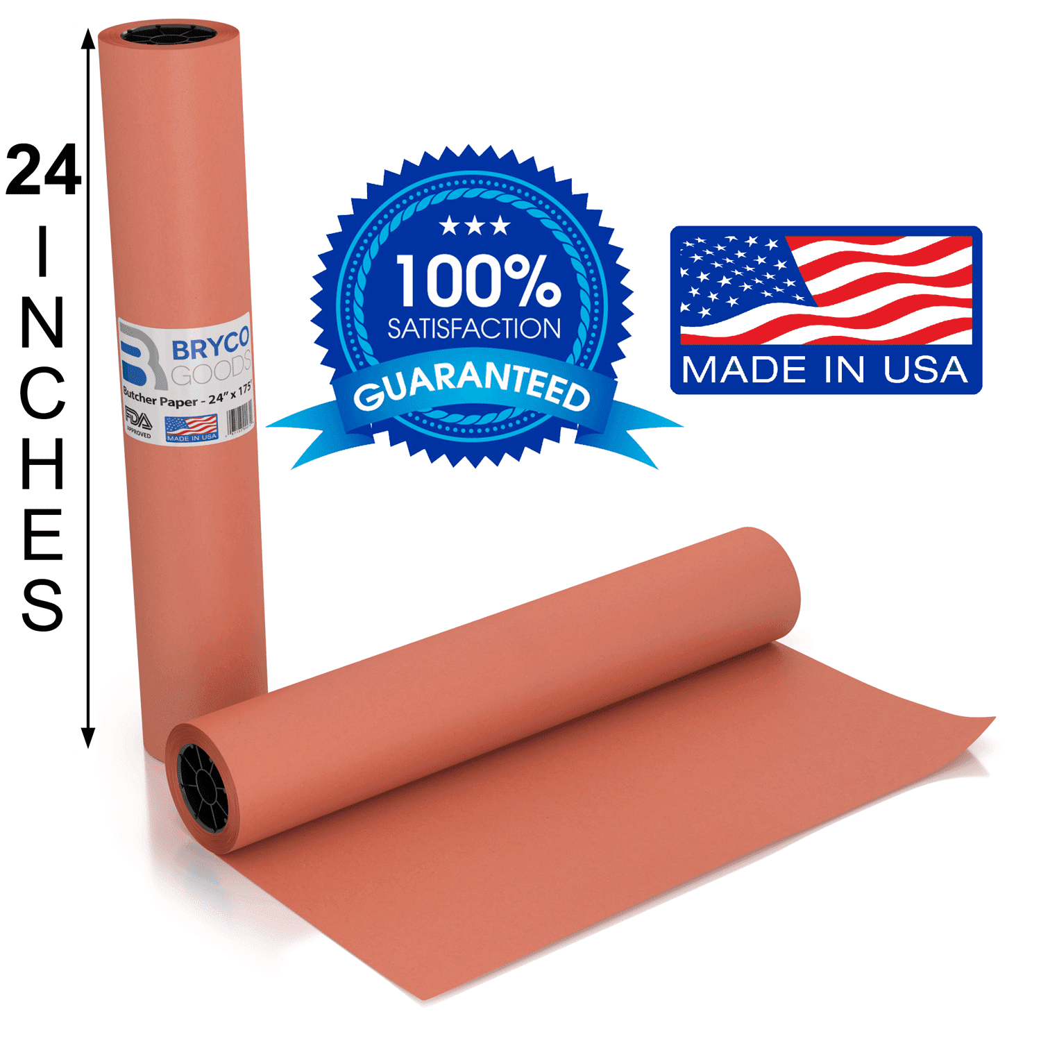 - Food Grade Long 24 Inch x 175 Feet 2100 Inch Pink Kraft Butcher Paper Roll 