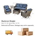 thumbnail image 2 of Ovios 5 Pieces Outdoor Patio Furniture Set High-Back Rattan Wicker Conversation Set Outdoor Sectional with Swivel Chairs & Solar Light Coffee Table, Denim Blue, 2 of 11