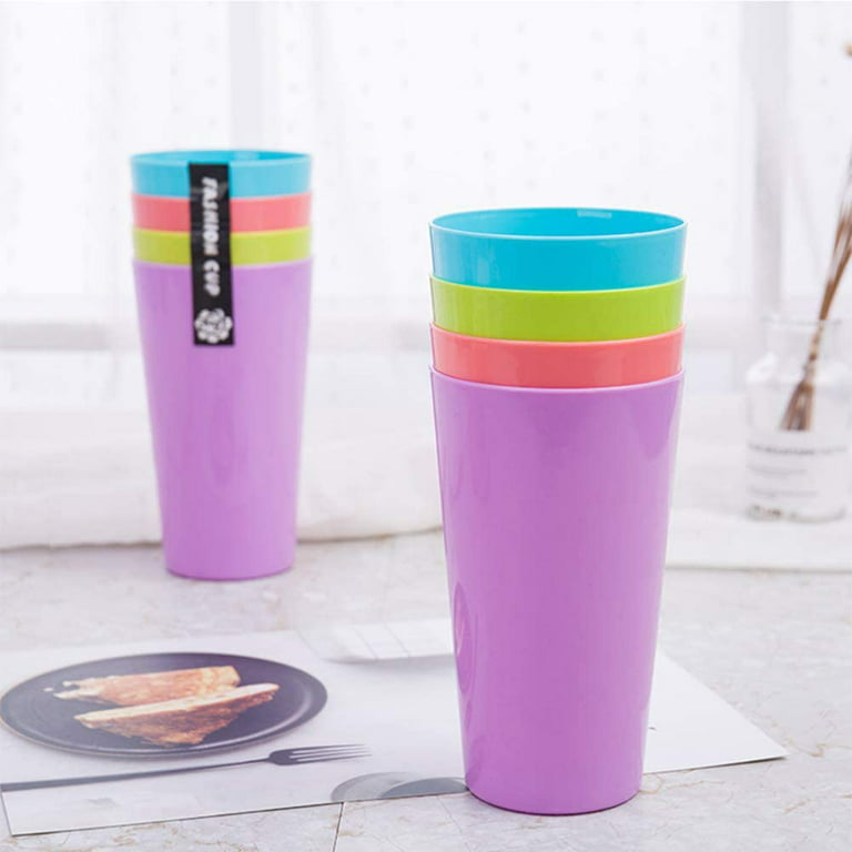 Eco-Friendly Unbreakable Reusable Drinking Cup for Adult(17.5 oz), Wheat Straw Biodegradable Healthy Tumbler Set 4-Multicolor, Dishwasher Safe,12 Pcs